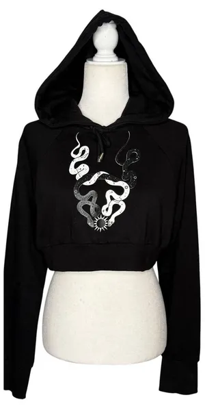 Cyberdog London Hoodie L Cropped Snake‎ Moon Alien Constellation Cyber Goth Rave thumbnail 1