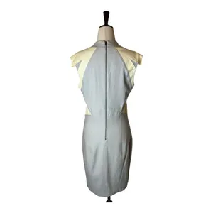 Helmut Lang Dress Women‎ 10 Gray Cream Blistered Leather Panel Sheath Mini thumbnail 3