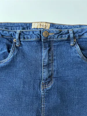 Hybrid & Company Plus Size 22 Stretch Denim Pencil Mini Skirt Dark Wash thumbnail 6