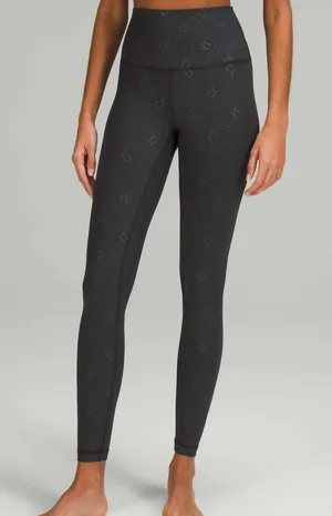 Lululemon Align High Rise Leggings 28" Size 2 Black Yoga Pilates Graphic Logo thumbnail 1