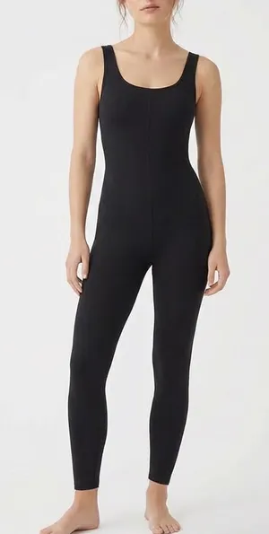 Naked Wardrobe Black Ribbed Sleeveless Jumpsuit Square Neck Catsuit S thumbnail 1