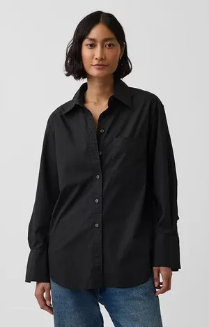 Gap Women's Big Shirt 100% Organic Cotton Black Size S thumbnail 1