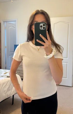 Old Navy Cotton Ribbed White Basic Top thumbnail 1