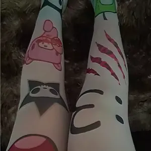 White Graphic Print Leggings thumbnail 1