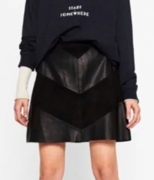 Zara Black Faux Leather Suede A-Line Mini Skirt XS‎ thumbnail 1