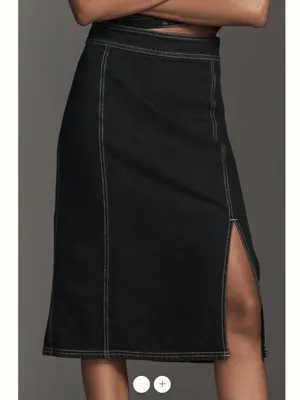 Anthropologie Pilcro Seamed Side-Slit Denim Midi Skirt thumbnail 3
