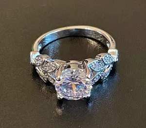 Austrian Crystal Silver Woman Ring Size 9 thumbnail 2