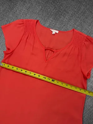 Mine Women’s Coral Orange Short Sleeve Blouse Size Large thumbnail 6