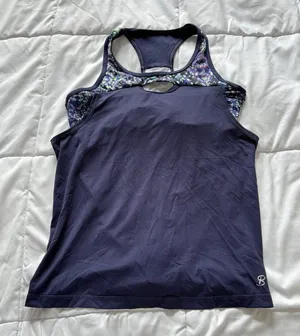 Sofibella Built In Bra Sport Tank Top Tennis Pickleball Floral Womens‎ Blue thumbnail 1