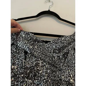 Lulu’s Once in a Lifetime Silver Sequin Off-the-Shoulder Mini Dress Size XS thumbnail 7