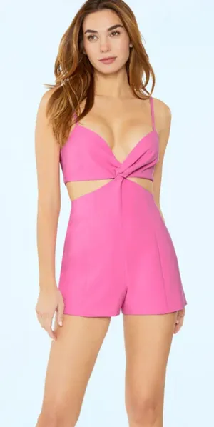 Likely Ollie Cutout Romper in Hot Pink thumbnail 1