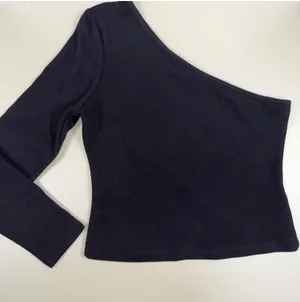 Anthropologie One Shoulder Long Sleeve Top Women’s XS Black Asymmetrical thumbnail 1