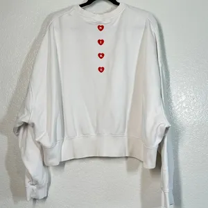 XL Nike Sportswear Lips Crewneck Sweatshirt Hearts Cropped White Womens thumbnail 3