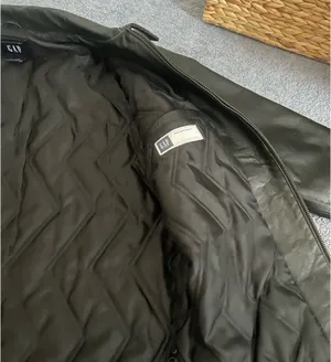 gap black leather jacket thumbnail 3