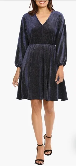 London Times NWT Plus Size 3X Navy Sparkle Party‎ Dress Evening Cocktail thumbnail 1