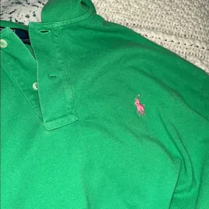 POLO Ralph Lauren Green Polo Shirt with pink horse logo for men size large thumbnail 5