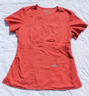 Greys Anatomy Scrub Top Salmon Medium  thumbnail 1