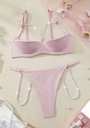 Sexy lingerie set with pearls details - M thumbnail 1