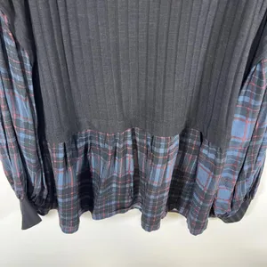 Maurices Womens XXL Black Ribbed‎ Plaid Mixed Media Babydoll Top NWT Grunge thumbnail 10
