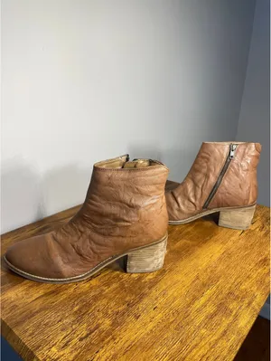 Diba True Hel Lina Tan Leather Vtg Boho Western Slouch Boots thumbnail 4