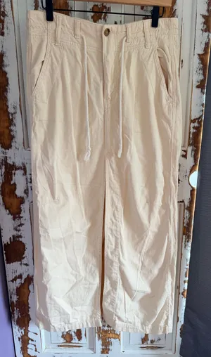 Free People Cream Chino Drawstring Maxi Skirt Safari Coastal Grandmother Utility thumbnail 1