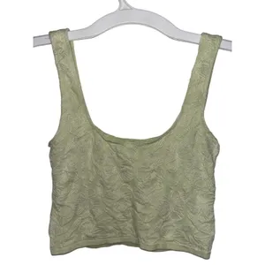 Anthropologie Light Green Hannah Seamless Textured Crop Tank S/M Floral thumbnail 3