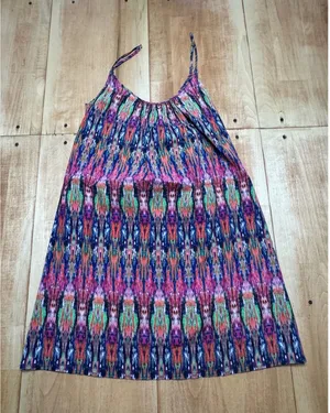 Tommy Bahama Womens Small Pink Blue Ikat‎ Print Rayon Cami Mini Dress thumbnail 1