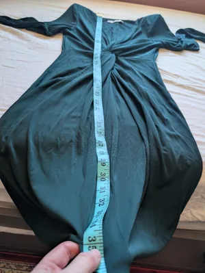 Rinascimento Formal Twist Front Long Sleeve Maxi Dress XSmall Dark Green thumbnail 8