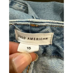 Good American High Rise Straight Leg Light Wash Blue Jeans GGHNF235T Size 15‎ thumbnail 4