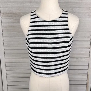 EXPRESS Knit Skirt Set Black & White Stripes Tank & Mini Skirt-2/Small thumbnail 2