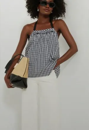 Tuckernuck Black & White Gingham Halter Camisole thumbnail 1