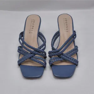 Journee Collection Baylen Wedge Sandals Women's 7.5 Blue Slip On Casual Shoes thumbnail 2