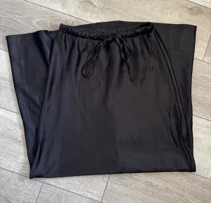 Women's Black Maxi Skirt with Drawstring Waist thumbnail 1
