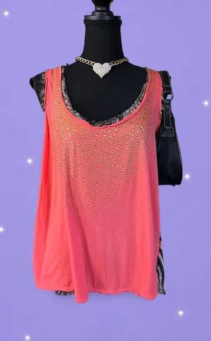 Vintage Y2K McBling Leopard Print Rhinestone Baby Phat Tank Top Size Small 🩷 thumbnail 1