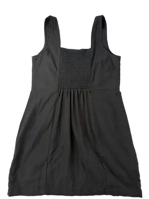 Old Navy Square Neck Linen-Blend Mini Dress Black Size Large thumbnail 4