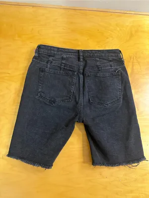 Free People We the Free Avery Washed Black High-Waisted Denim Bermuda Shorts 25 thumbnail 5