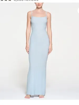 Skims SOFT LOUNGE LONG SLIP DRESS blue rare ribbed new spring maxi thumbnail 2