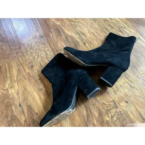FREE PEOPLE Cecile Suede Block Heel Boot Size 38 8 Black LEATHER FESTIVAL BOHO thumbnail 3