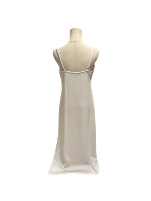bebe White Sparkly Glitter Cowl Neck Maxi Slip Dress with Slit Size Medium thumbnail 4