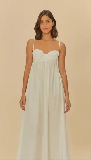 NWOT Farm Rio Linen Blend White Sleeveless Maxi Dress Size XS thumbnail 2