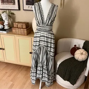 MISA Fournier Striped‎ Maxi Cotton Bohemian Dress Size Small thumbnail 6