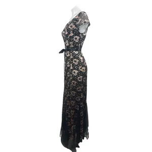 Lovely Grace Floral Lace Sequin Embroidery Overlay Midi Flare A-Line Dress Sz S thumbnail 2