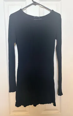 Brandy Melville Black Ribbed Long-Sleeve Dress thumbnail 1