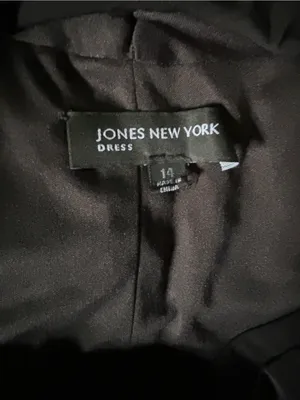 Jones New York Black V-Neck Draped Waist Women's Dress SZ 14 thumbnail 8