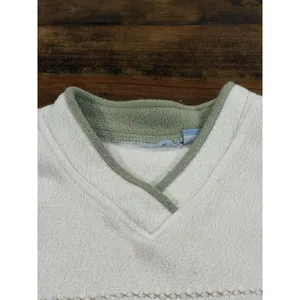 Vintage Fleece Grandma Pullover Sweater Nature Pinecones White Green Size Large thumbnail 4