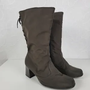 Vintage Toe Warmers Canada T03639 Winter Boots Sz 9 Brown Nylon Side Zip Lace Up thumbnail 7