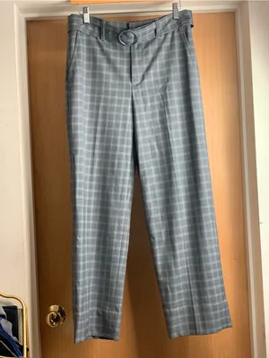 Club Monaco High-Waist Gray Plaid Wide-Leg Pants Size-4 Corporate Chic thumbnail 3