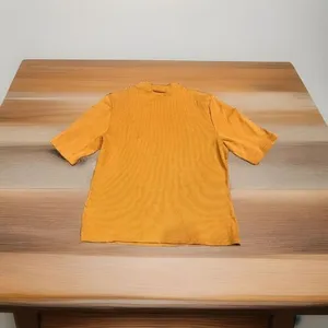 MAEVE Anthropologie Womens Size XL Shirt Short‎ Sleeve Ribbed Mustard Yellow. thumbnail 2