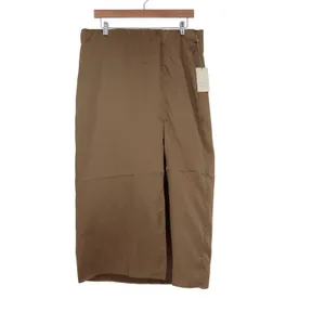 A New Day Tan Front Slit Midi Skirt High Waisted Brown L NEW thumbnail 2