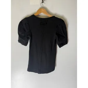 Free People Ellery Size XS Scoop Neck Shirt Pleated Short Puff Sleeve Blouse Top thumbnail 2